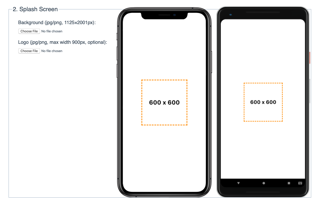 White Label Builder splash screen fieldset